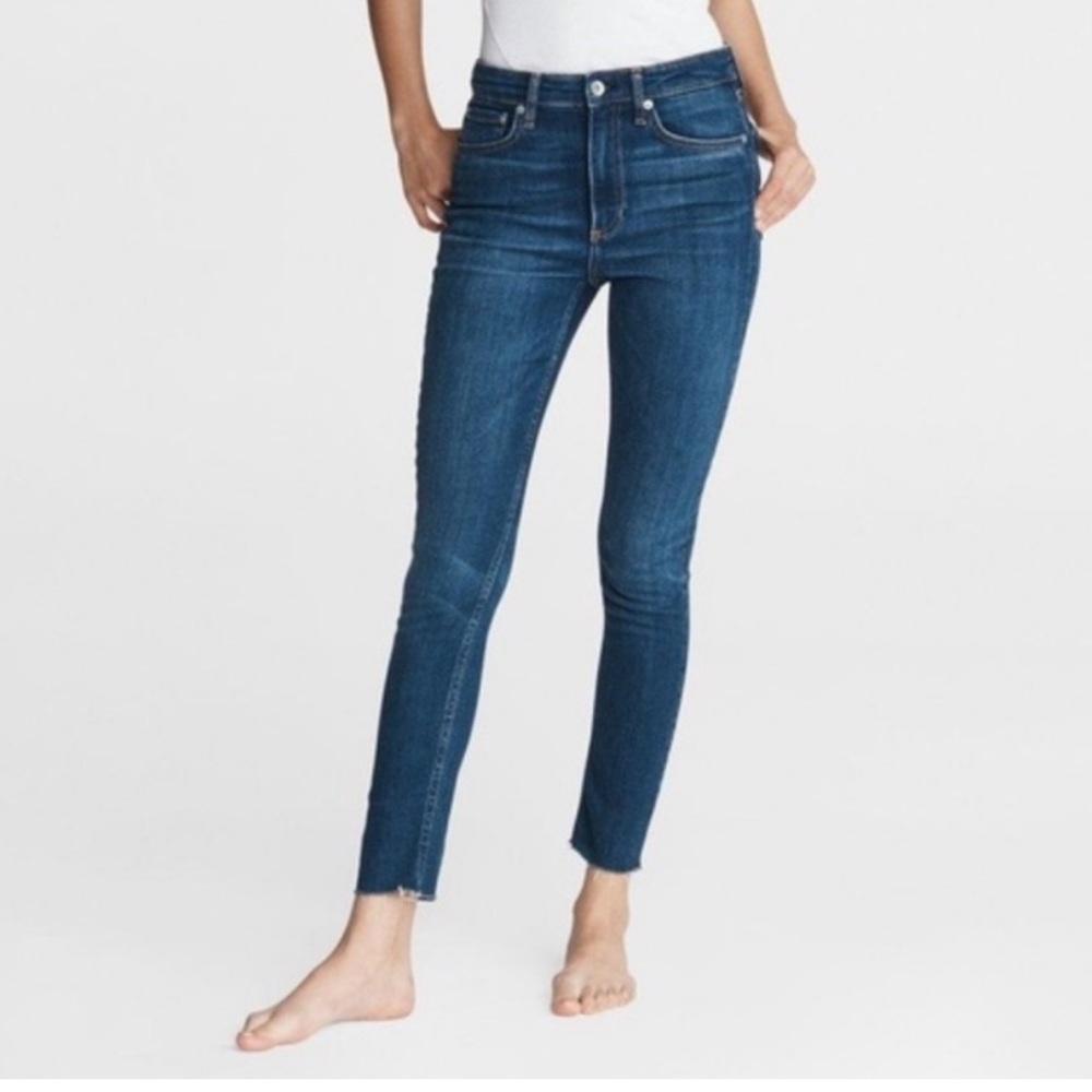 Rag & Bone New York High Rise Skinny Jasper Blue Jeans Women Size 27 Button Fly